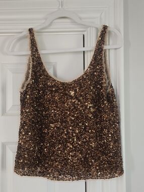NWT Massimo Dutti Gold Sequin Top